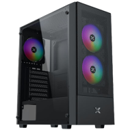 Hero II Air 3F Black EN41655, ATX/M-ATX/MINI ITX, USB3.0 X1, USB2.0 X2, HD AUDIO, Front Meshed Grill & Left TG, 3PCS Z20F Fixed LED Fan