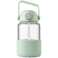 BUYDEEM Pop-Up Straw Glass Bottle, model DG710, color Cozy Greenish